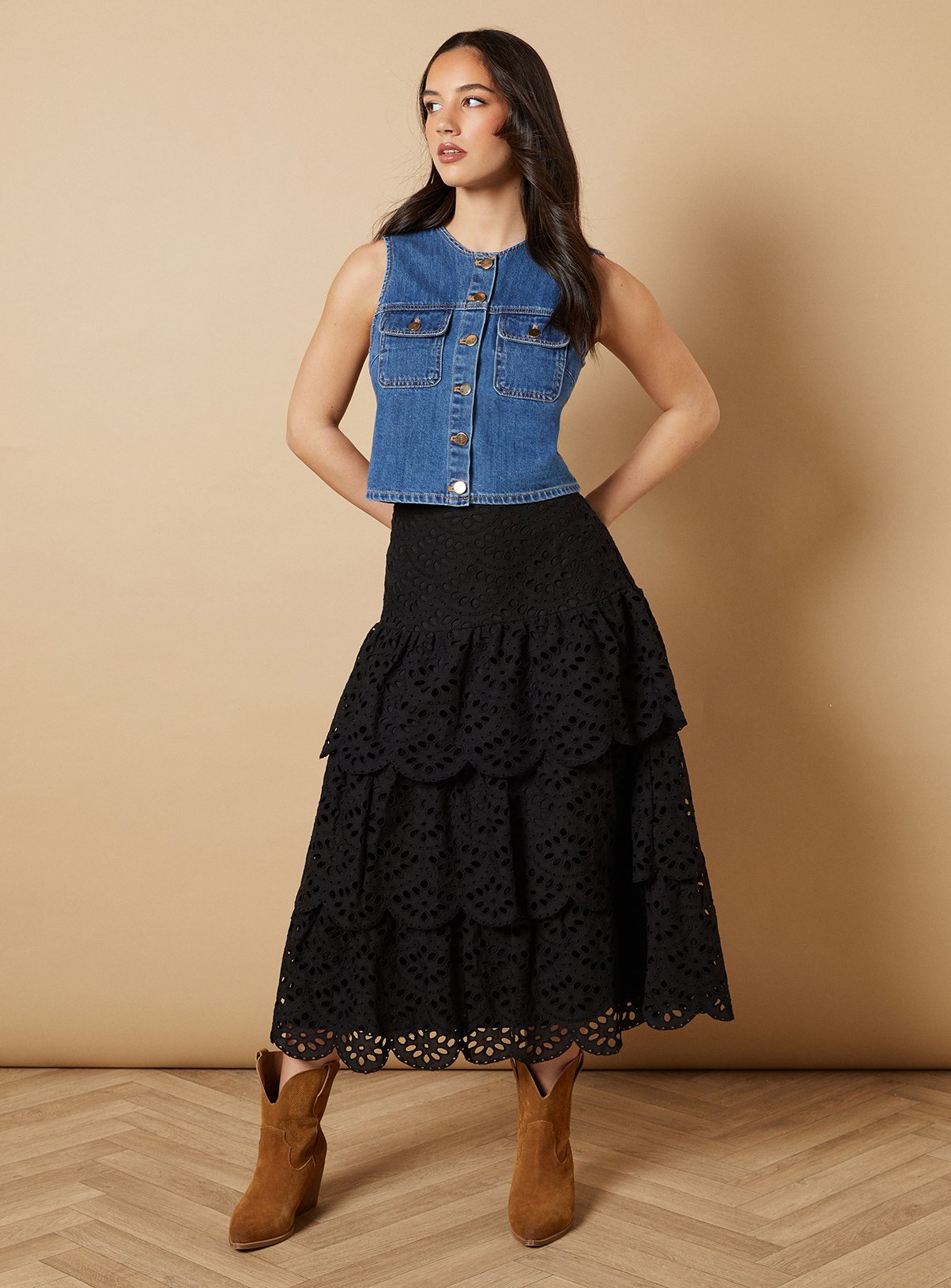 OASIS Denim Waistcoat With Patch Pockets 12 - Image 5 thumbnail